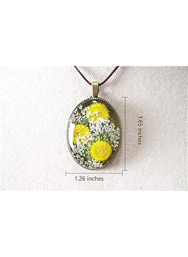 عربست قلادة عقدة زهرية صنعت يدويًا من زهرة حقيقية معصمة / زهرة البنفسج / الجيرانيوم / نسيم الصباح / الجريب فروت / الدندليون / الوردة، قلادة راتنج - Image 3