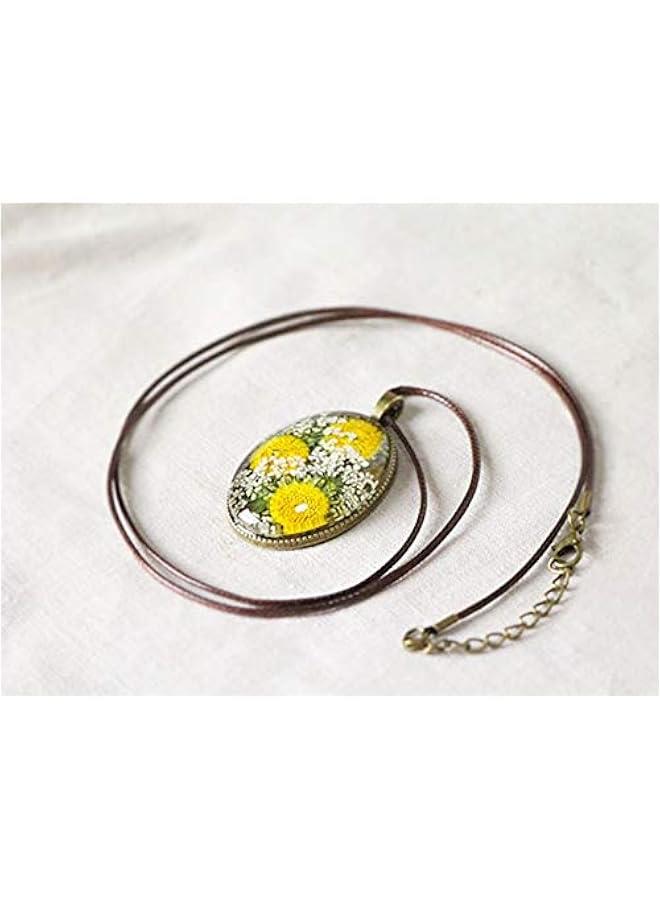 عربست قلادة عقدة زهرية صنعت يدويًا من زهرة حقيقية معصمة / زهرة البنفسج / الجيرانيوم / نسيم الصباح / الجريب فروت / الدندليون / الوردة، قلادة راتنج - Image 4