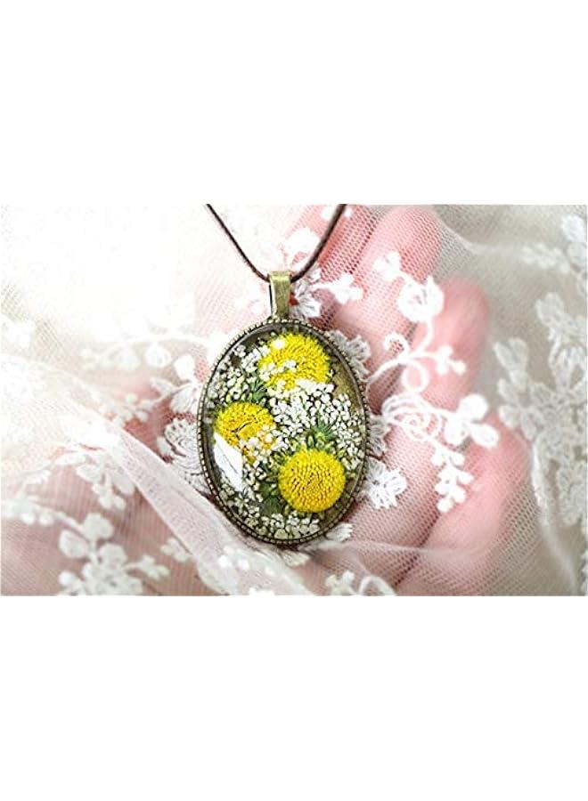 عربست قلادة عقدة زهرية صنعت يدويًا من زهرة حقيقية معصمة / زهرة البنفسج / الجيرانيوم / نسيم الصباح / الجريب فروت / الدندليون / الوردة، قلادة راتنج - Image 5