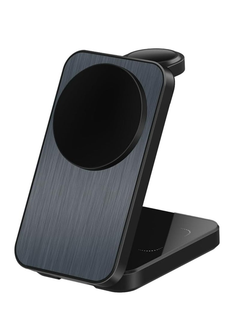 2025 Upgraded 3 in 1 Magnetic Wireless Charger Stand, Foldable Fast Wireless Charging Station，magsafe charger Compatible for iPhone 16/15/14/13/12 Series, Apple Watch & AirPods – Travel Charger Dock - Image 2
