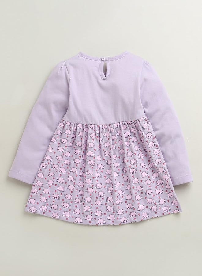 BUMZEE Baby Girls Cotton Knee Length Fit & Flare Dress Lavender - 3-6 Months (Peb10668B-lvd) - Image 3
