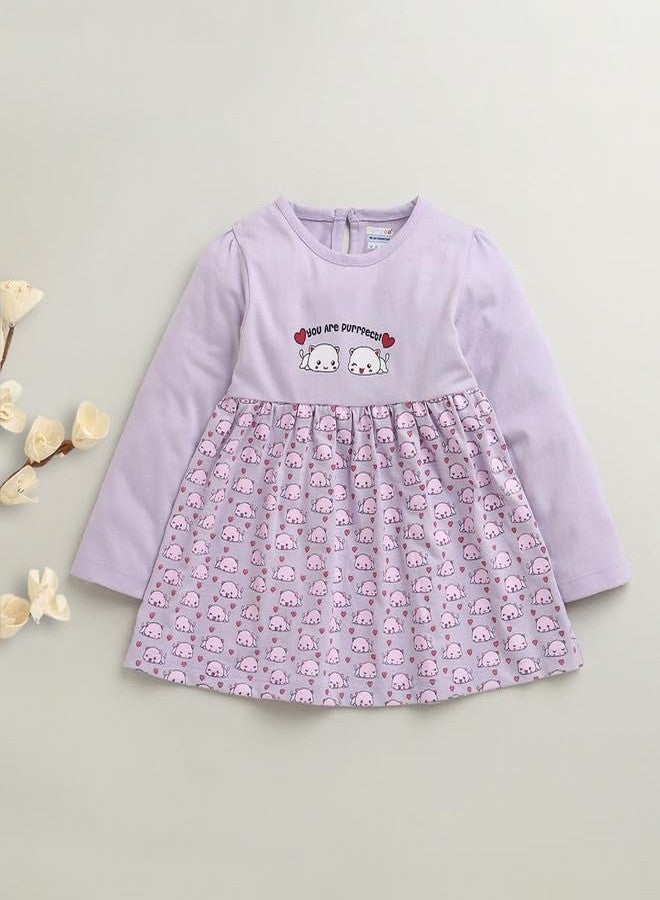 BUMZEE Baby Girls Cotton Knee Length Fit & Flare Dress Lavender - 3-6 Months (Peb10668B-lvd) - Image 5