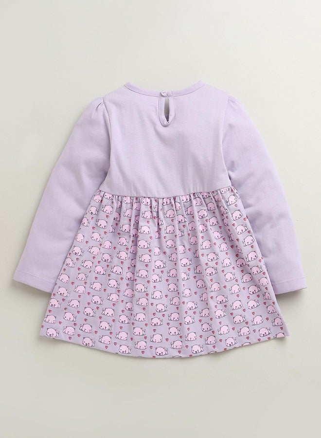 BUMZEE Baby Girls Cotton Knee Length Fit & Flare Dress Lavender - 3-6 Months (Peb10668B-lvd) - Image 2