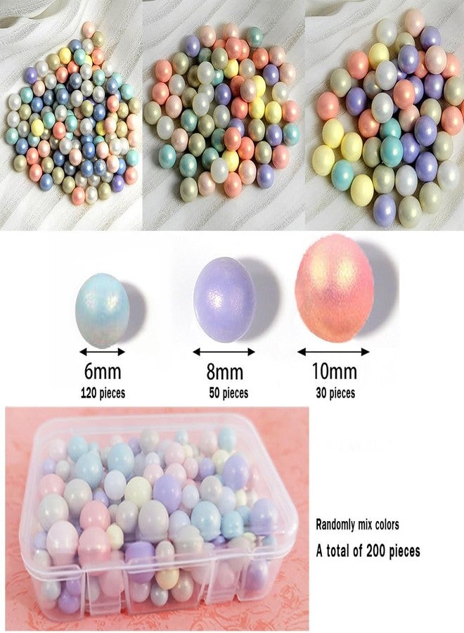 nanaxagly 200Pcs ABS Colorful Acrylic Round Beads, 6/8/10 mm Multicolor No Hole Acrylic Faux Pearl Beads, for Vase Home Party Wedding Decor Fillers Decorations Jewelry Making Nail DIY Crafts (Mixed Color) - Image 4