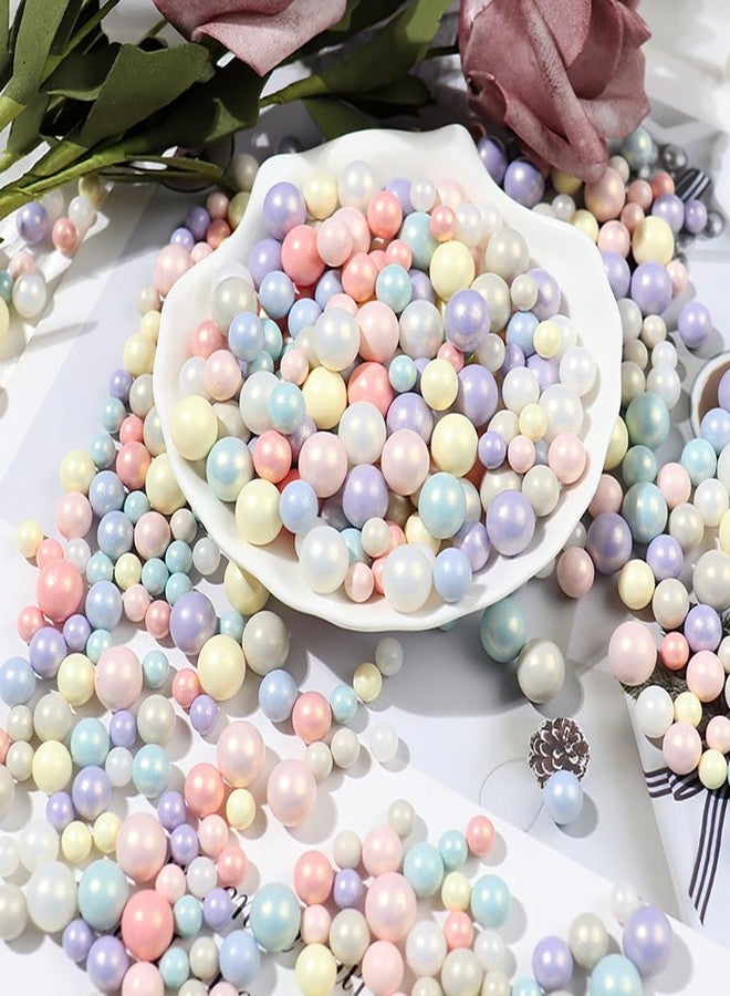 nanaxagly 200Pcs ABS Colorful Acrylic Round Beads, 6/8/10 mm Multicolor No Hole Acrylic Faux Pearl Beads, for Vase Home Party Wedding Decor Fillers Decorations Jewelry Making Nail DIY Crafts (Mixed Color) - Image 2
