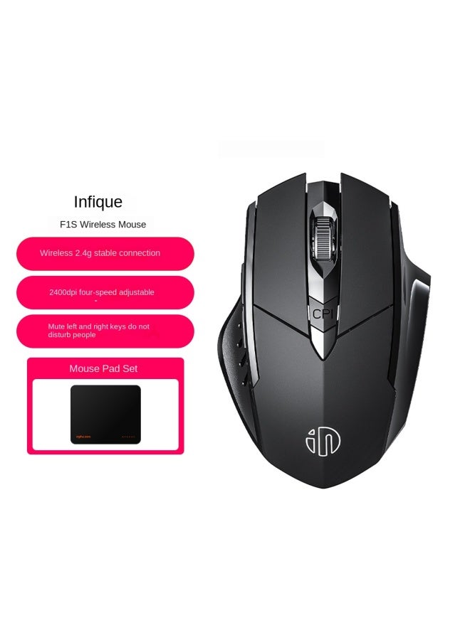 إنفيك Inphic F1s ماوس لاسلكي صامت للأعمال المكتبية والمنزلية قابلة لإعادة الشحن [مجموعة وسادة الماوس] - Image 1