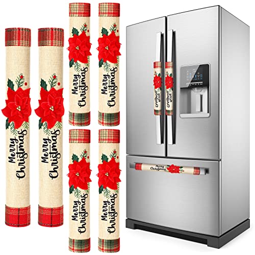 Patelai 6pcs Christmas Refrigerator Door Handle Covers Set Fridge Handle Protectors Microwave Refrigerator Handle Covers for Xmas Kitchen Party Decorations (Candy) - Image 1