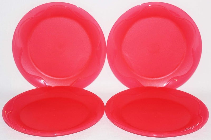Tupperware طقم توبيروار من 4 أطباق 8 بوصات دائرية منزل مفتوح فلوريستا حمراء - Image 2