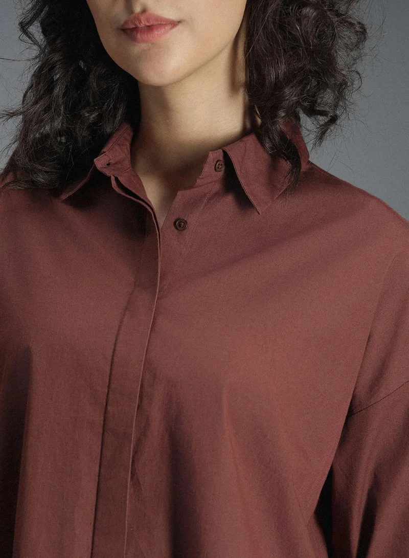 هاي ستار Brown Shirt for Women, Tailored Fit and Casual Look