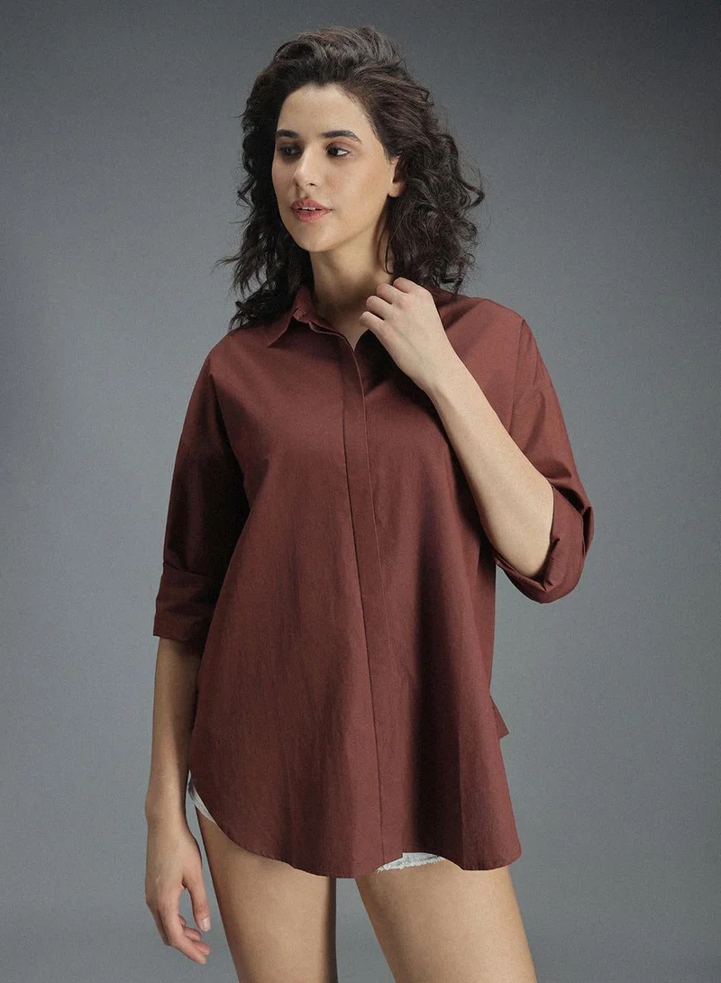 هاي ستار Brown Shirt for Women, Tailored Fit and Casual Look
