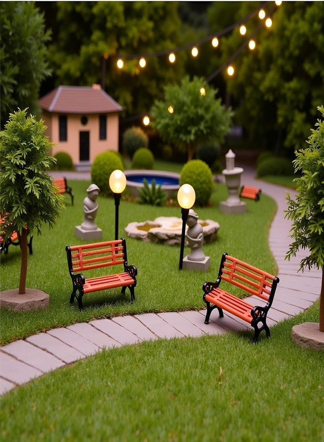 Kryoflare 2Pcs Miniature Park Bench Set, Mini Street Seats for Fairy Garden Decor, Dollhouse Furniture, Micro Landscape Decoration - Image 4