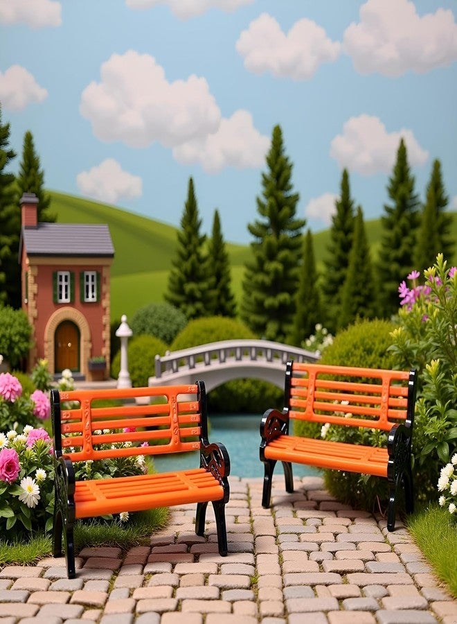 Kryoflare 2Pcs Miniature Park Bench Set, Mini Street Seats for Fairy Garden Decor, Dollhouse Furniture, Micro Landscape Decoration - Image 5
