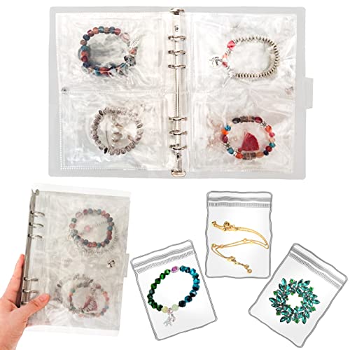 LingLingo Earring Organizer Travel Jewelry Case Container Transparent Jewelry Storage Book Bag for Ring, Necklace, Bracelets, Stud (48 Grids + 48 Large Thicken PVC Zipper Bags) - Image 1