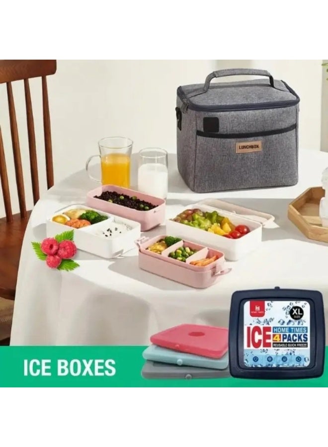 Home Times عبوات ثلج قابلة لإعادة الاستخدام لحقائب الغداء والمبردات - عبوات تجميد أصلية للمبردات والشواطئ والتخييم (طقم من 4 قطع) - Image 4