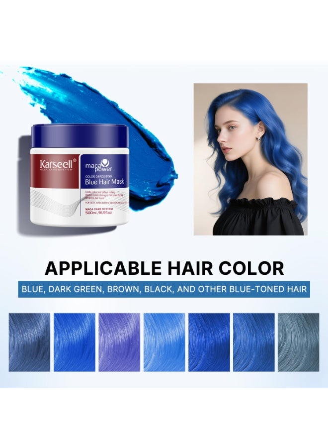 Karseell Color Hair Mask Set 2 Pcs | Blue & Red Depositing Hair Masks 500ml Each | Color Boosting & Hydrating Treatment for Color-Treated Hair | Vibrant, Soft & Shiny Hair - Image 3
