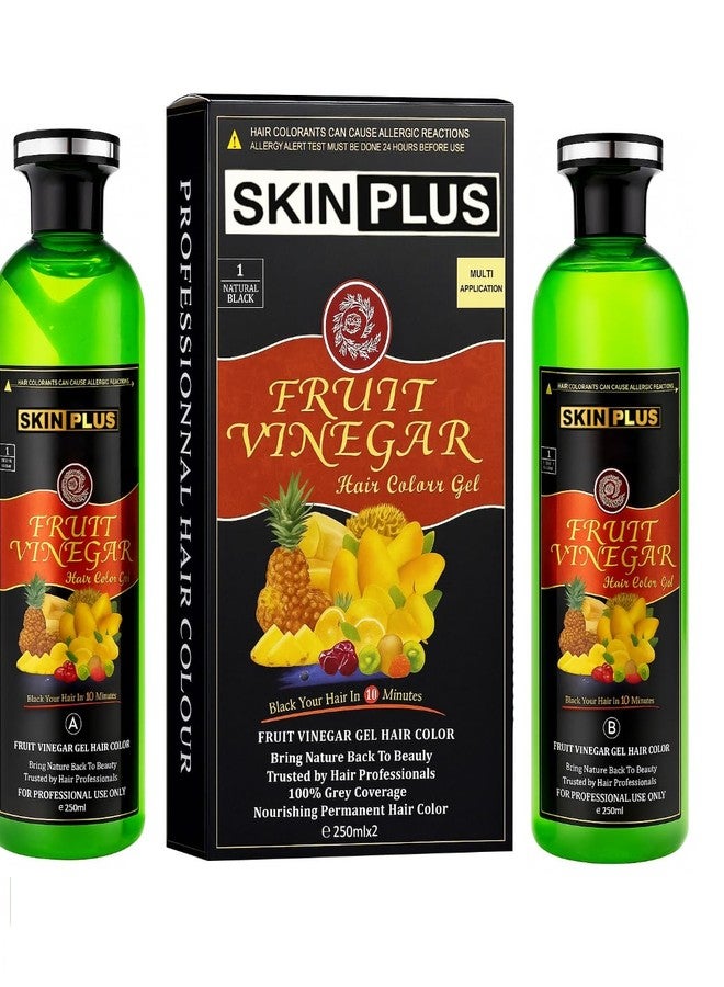 SKINPLUS Ammonia Free Fruit Vinegar Hair Color Gel | Natural Black | Nourishing Hair Dye with Shine & Softness | 250ml × 2 - Image 1