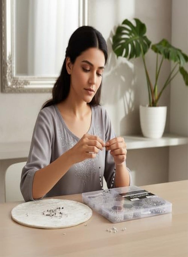 itsy-bitsy Itsy Bitsy My Beads Studio Jewellery Making Kit Black & White Assorted Craft Beads Organised Box DIY Bracelet Set, Jewellery Making kit DIY Beads Craft Set - Image 2