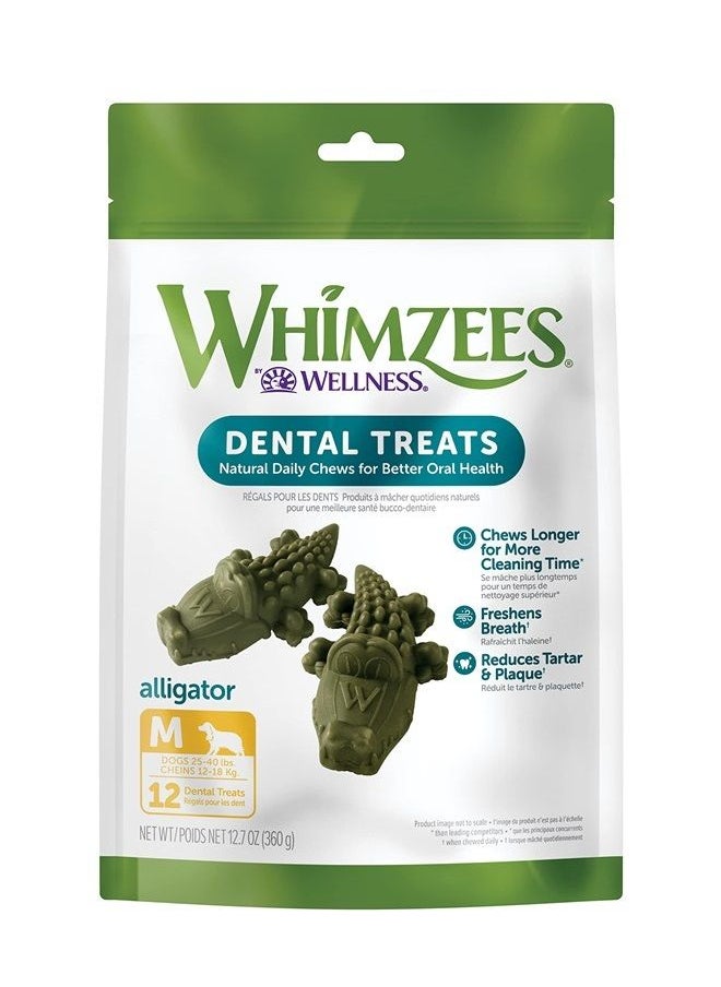 WHIMZEES - WHIMZEES by Wellness Alligator Natural Dental Chews for Dogs, Long Lasting Treats, Grain-Free, Freshens Breath, Medium Breed, 12 Count - Image 1