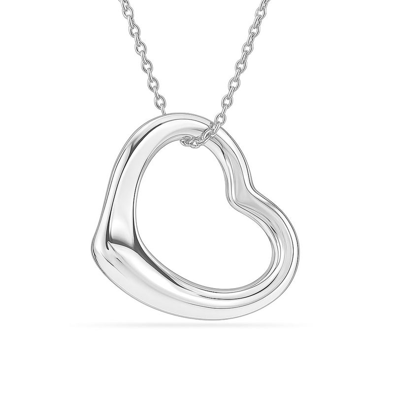 LeCalla 925 Sterling Silver Heart Necklace Open Heart Pendant Open Heart Necklace for Women Floating Love Heart Necklace 18 Inches - Image 1