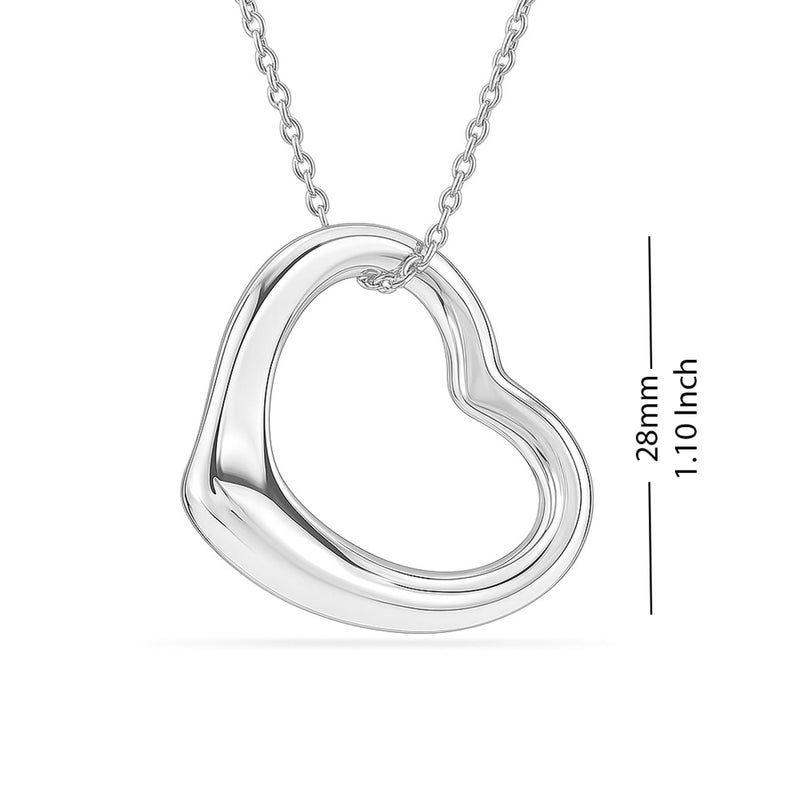 LeCalla 925 Sterling Silver Heart Necklace Open Heart Pendant Open Heart Necklace for Women Floating Love Heart Necklace 18 Inches - Image 3