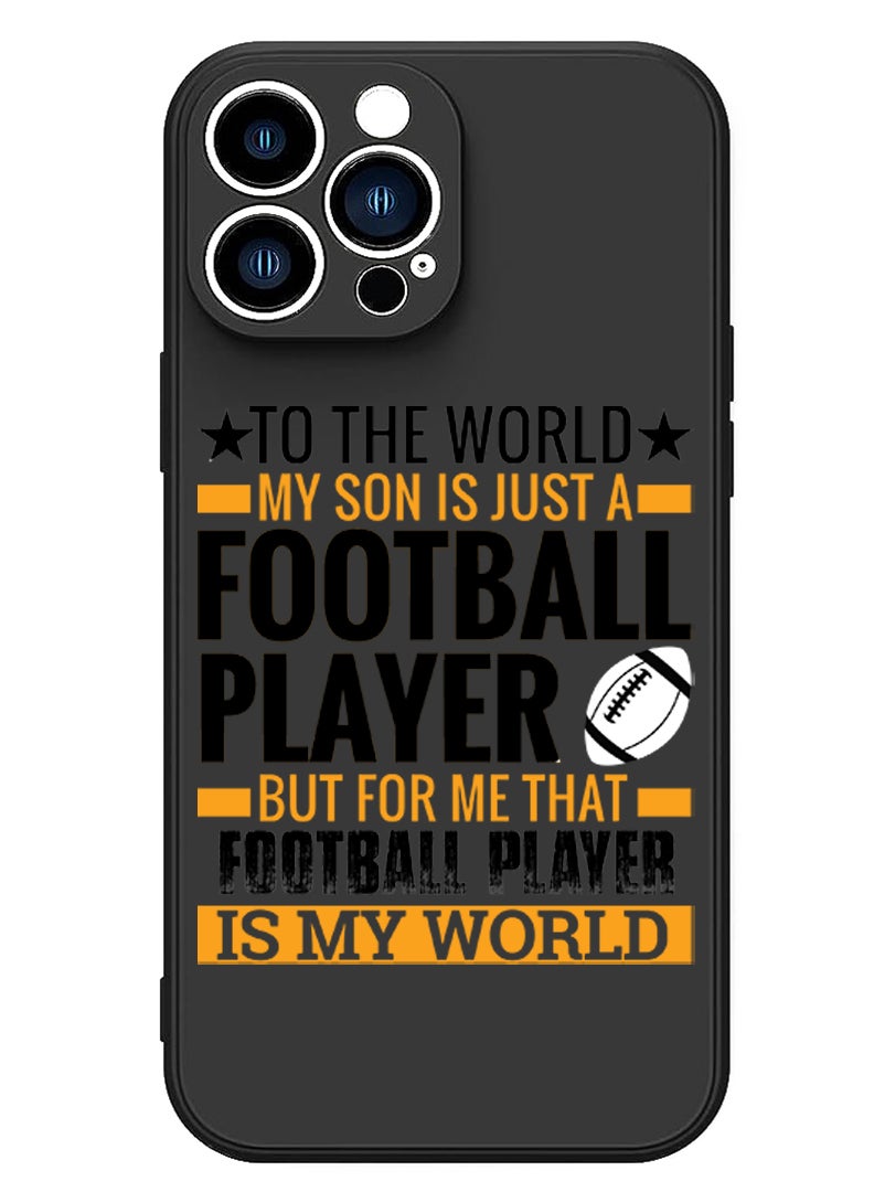 Theodor Protective Slim Fit Case Liquid Silicone Cover with Full Body Protection Anti-Scratch Shockproof Case For iPhone 15 Pro Black - Football player Black - Image 1