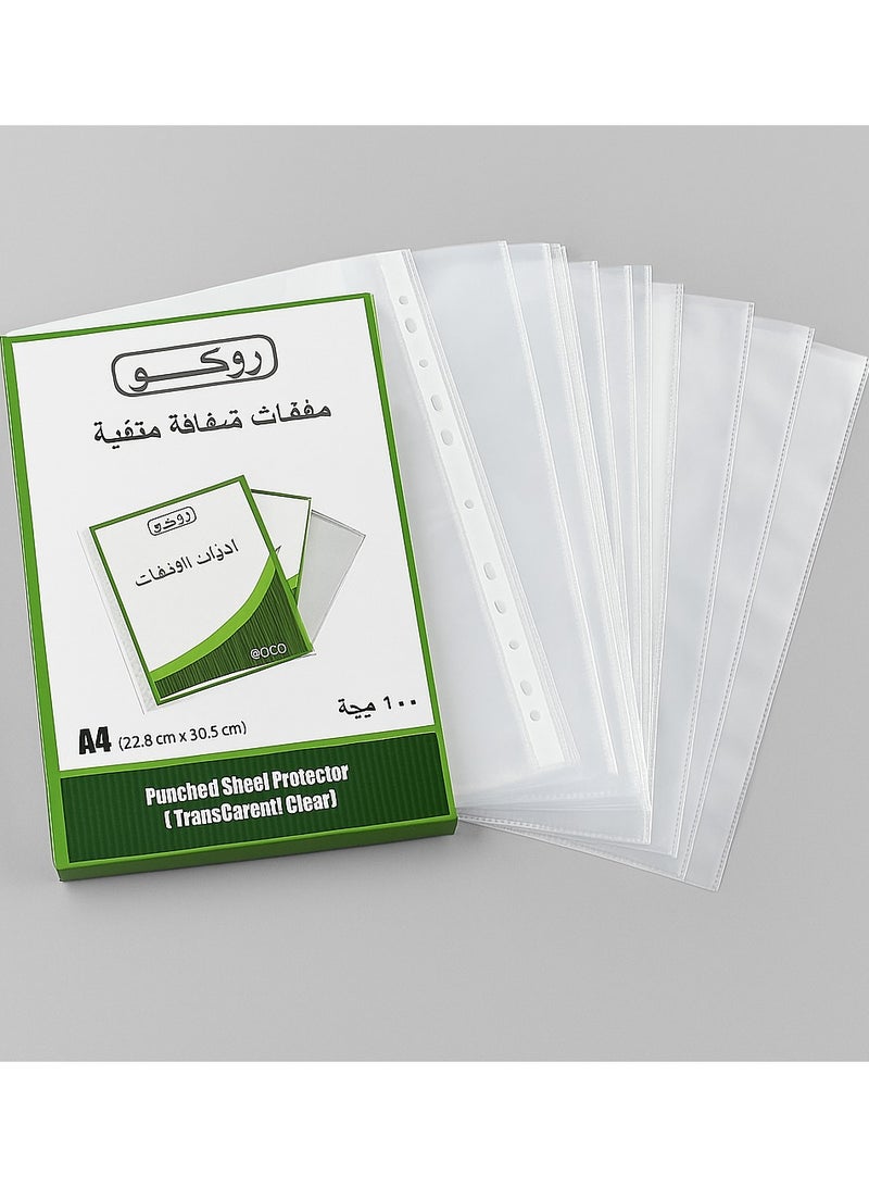 ROCO A4 Sheet Protector Topload Opening – 100 Pcs Clear Punched File Pockets - Image 2