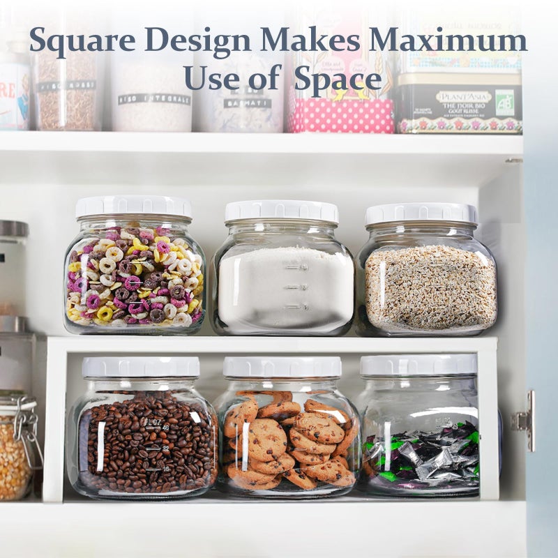 Folinstall 81 Oz/0.6 Gallon Airtight Glass Jar with Lids  Wide Mouth Half Gallon Mason Jar for Pickle  Cookie  Kombucha  Flour  Sugar. Set of 2 Large Pickle Jar with 2 Scale Marks - Image 4