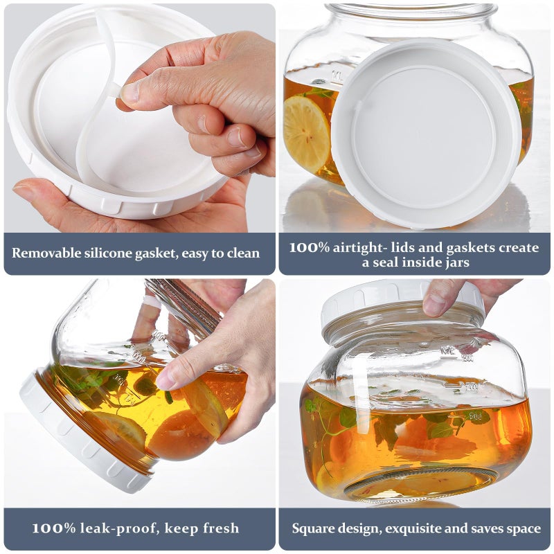 Folinstall 81 Oz/0.6 Gallon Airtight Glass Jar with Lids  Wide Mouth Half Gallon Mason Jar for Pickle  Cookie  Kombucha  Flour  Sugar. Set of 2 Large Pickle Jar with 2 Scale Marks - Image 3