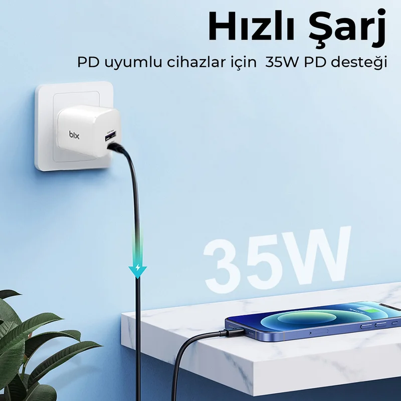 Bix - Invalid brand SV35 Gan 33W USB-A SuperVOOC 2.0 + 35W PD Type-C Input Dual Port, Oppo Reno 7/6/X3/Find X5/Find N/K10 Pro/A96, Realme GT/GT2/GT NEO/Q3/Q5 Compatible with Samsung and More