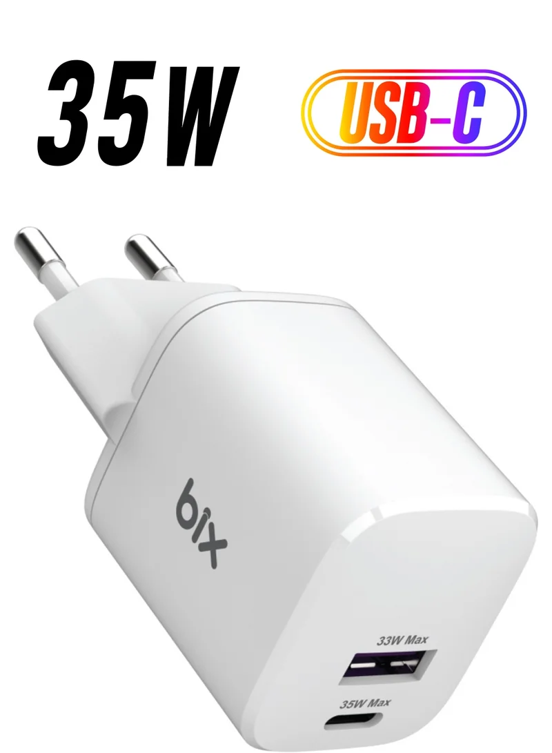 Bix - Invalid brand SV35 Gan 33W USB-A SuperVOOC 2.0 + 35W PD Type-C Input Dual Port, Oppo Reno 7/6/X3/Find X5/Find N/K10 Pro/A96, Realme GT/GT2/GT NEO/Q3/Q5 Compatible with Samsung and More