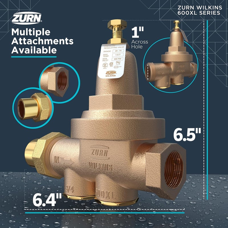 Zurn صمام تقليل ضغط المياه زورن 1-600XL ويلكنز 1" خالي من الرصاص - Image 4