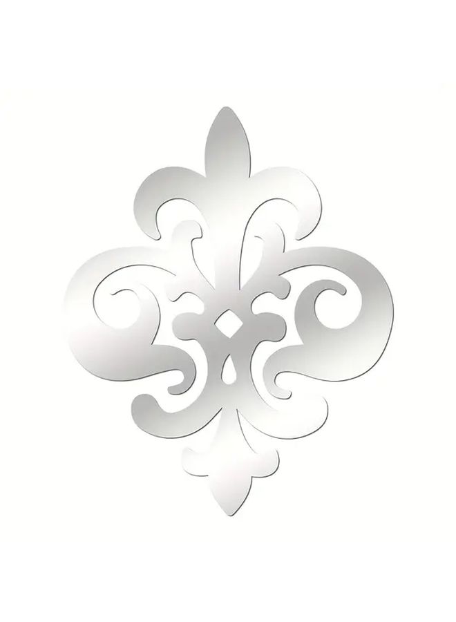 Silvery Fleur De Lis Acrylic Mirror Wall Stickers Removable Self Adhesive Decor For Living Room Bedroom - Image 4