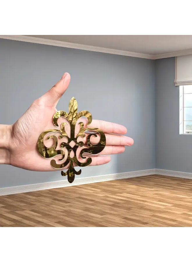 Silvery Fleur De Lis Acrylic Mirror Wall Stickers Removable Self Adhesive Decor For Living Room Bedroom - Image 1