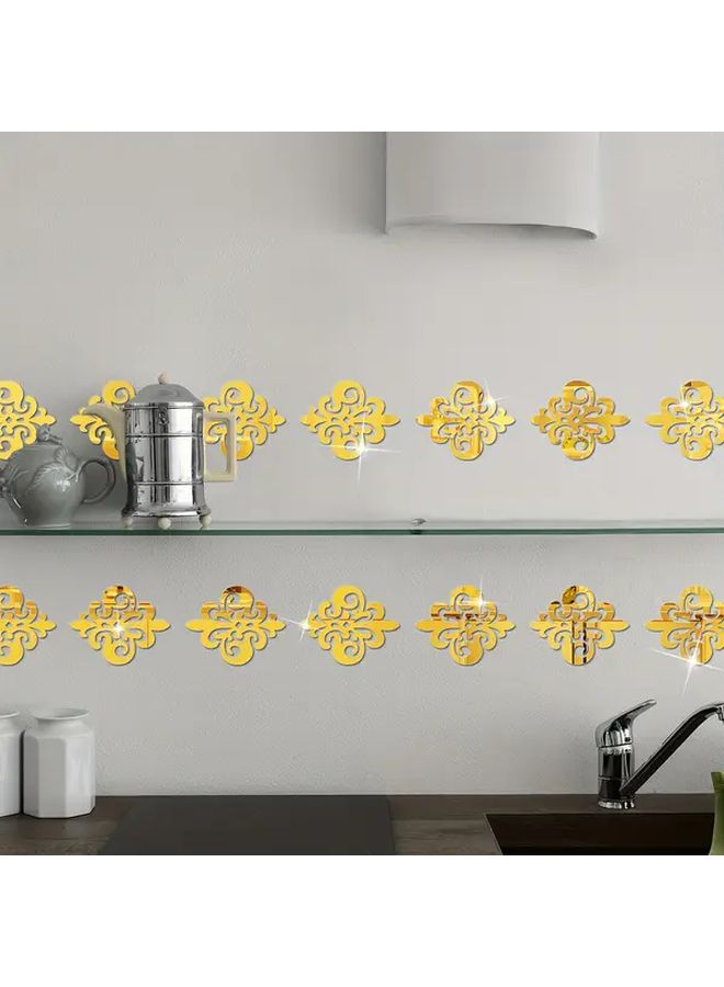 Silvery Fleur De Lis Acrylic Mirror Wall Stickers Removable Self Adhesive Decor For Living Room Bedroom - Image 5