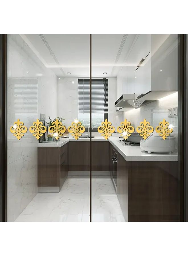 Silvery Fleur De Lis Acrylic Mirror Wall Stickers Removable Self Adhesive Decor For Living Room Bedroom - Image 2