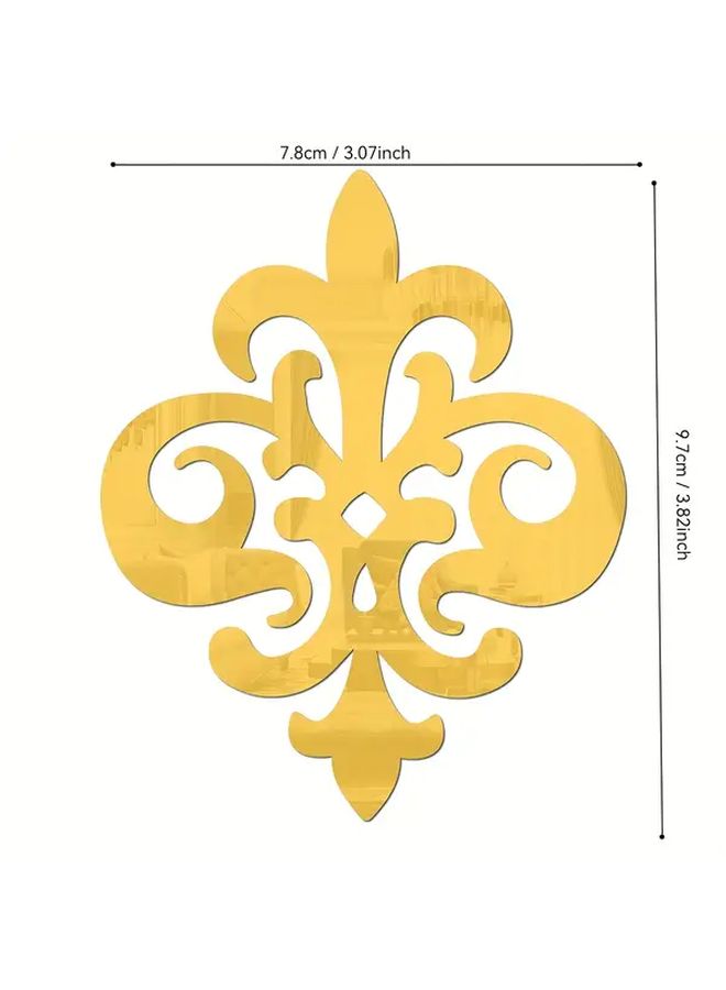 Silvery Fleur De Lis Acrylic Mirror Wall Stickers Removable Self Adhesive Decor For Living Room Bedroom - Image 3