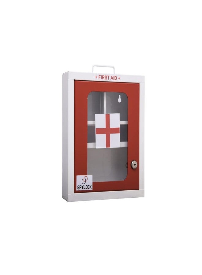 SPYLOCK Large Metal First Aid Box - Wall Mountable Emergency Medical Kit with Multi-Partition Storage, Transparent Acrylic Front, Rust-Resistant GI Sheet, Red Color, Handle Carry Design - Image 2