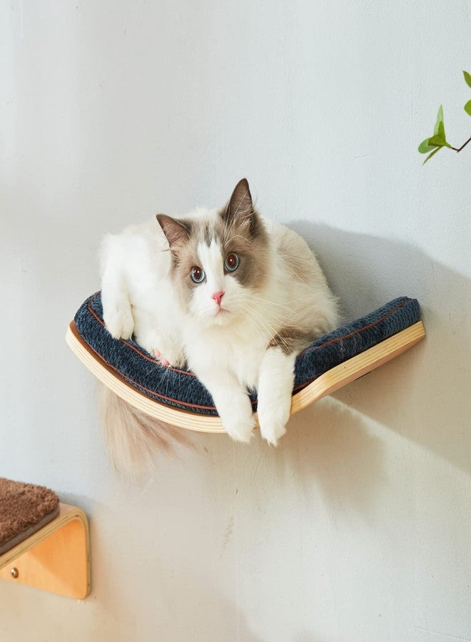 LIORCE Cat Shelf with Comfortable Cushion - Curved Cat Shelves and Perches for Wall (Medium Size) - Wall Mounted Cats Furniture for Sleeping, Playing, Climbing, and Lounging - Image 4