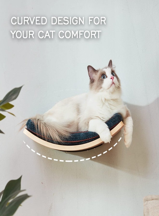 LIORCE Cat Shelf with Comfortable Cushion - Curved Cat Shelves and Perches for Wall (Medium Size) - Wall Mounted Cats Furniture for Sleeping, Playing, Climbing, and Lounging - Image 2