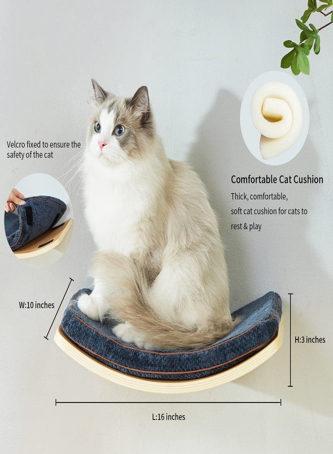 LIORCE Cat Shelf with Comfortable Cushion - Curved Cat Shelves and Perches for Wall (Medium Size) - Wall Mounted Cats Furniture for Sleeping, Playing, Climbing, and Lounging - Image 3