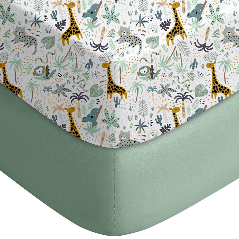 YOOFOSS Yoofoss Pack and Play Sheets Fitted Mini Crib Sheets 2Pack for Pack N Play Mattress Stretchy Playard Sheet Soft and Breathable GreenGiraff