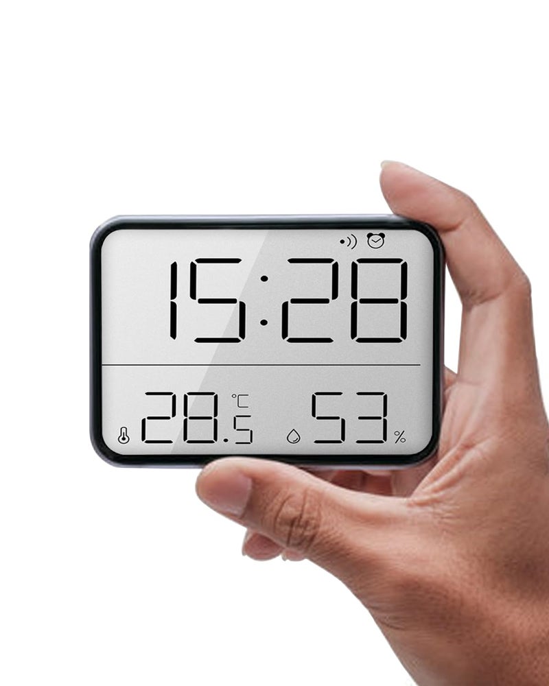 GooDay Smart Digital Alarm Clock wMagnetic Attraction Indoor Temperature Humidity HD Screen Hour Date Battery Operated  Black