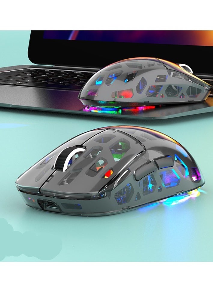 UCHUANG - Wireless Gaming Mouse ,Tri-Mode PC Gaming Mice 2.4G/Bluetooth/Wired,Noiseless Mouse RGB Backlit,Transparent Shell, Multimedia Side Keys,5-Speed DPI (1200-3600),for Win/MAC,Grey - Image 1