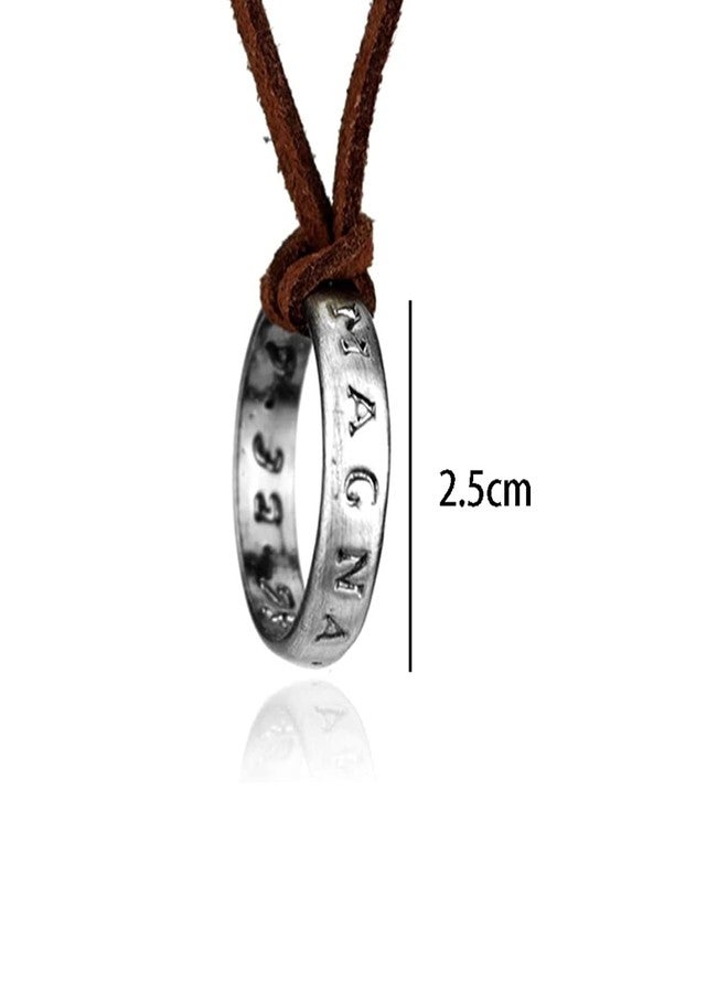 Youu UoYu 3 pcs Uncharted Drake Ring Necklace Unisex Multilayer Leather Adjustable Bracelet Cuff Wrap Multicolor Rope Wristband - Image 2