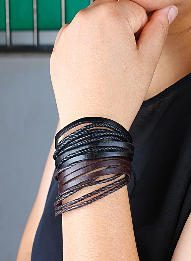 Youu UoYu 3 pcs Uncharted Drake Ring Necklace Unisex Multilayer Leather Adjustable Bracelet Cuff Wrap Multicolor Rope Wristband - Image 5