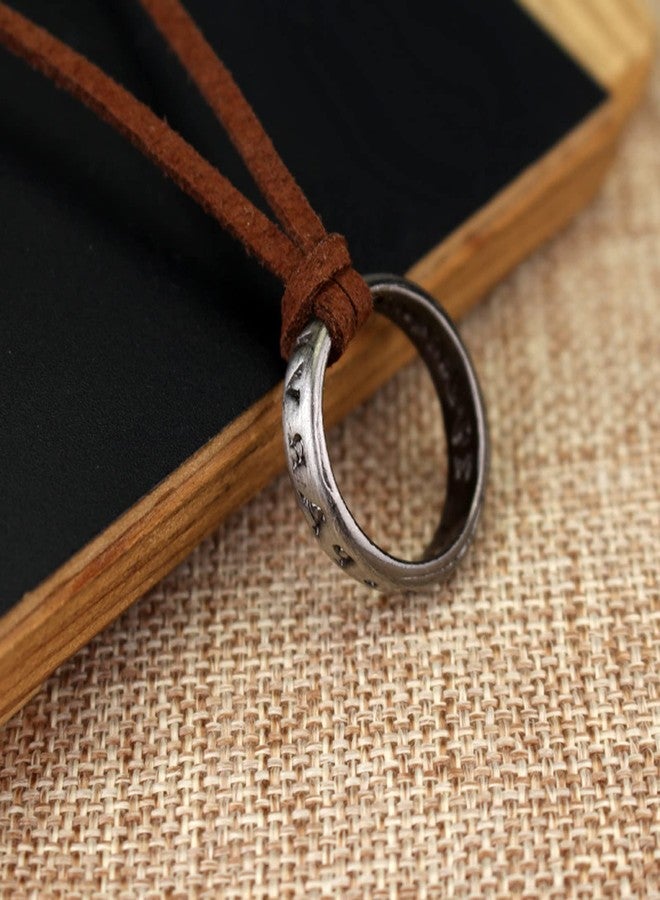 Youu UoYu 3 pcs Uncharted Drake Ring Necklace Unisex Multilayer Leather Adjustable Bracelet Cuff Wrap Multicolor Rope Wristband - Image 3