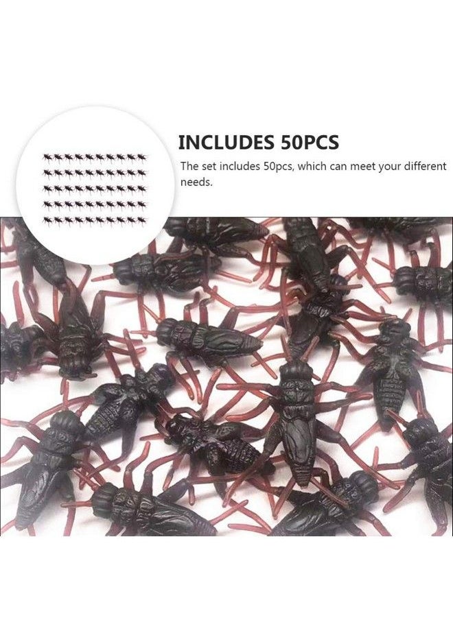 Toyvian - Fake Bugs 50Pcs Insect Prank Toy Cricket Props Plastic Fake Insect Toys Prank Scary Trick Tricky Brains Joke Gifts For April Fool Party Props Office Pranks - Image 1