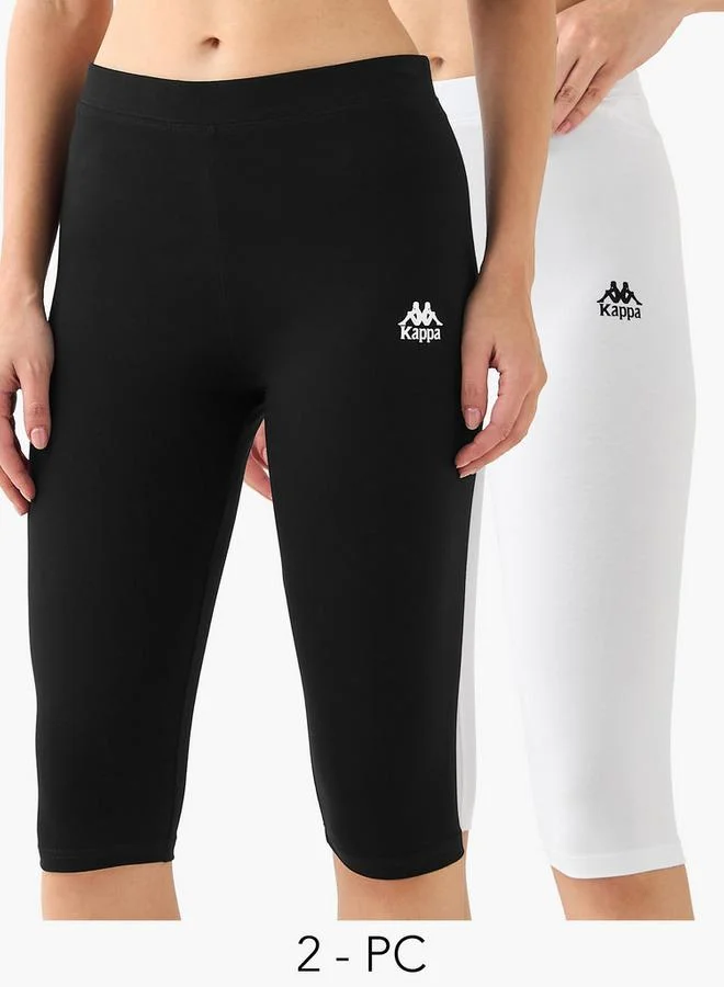 كابا Kappa Pack of 2 Elasticated Knee Length Leggings with Logo Design