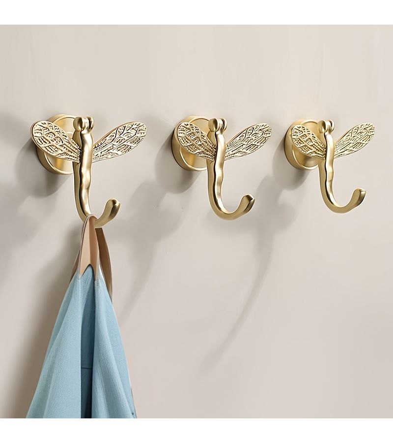 Creative Dragonfly Clothes Hook Golden No Drill Wall Organizer For Entryway - Image 2