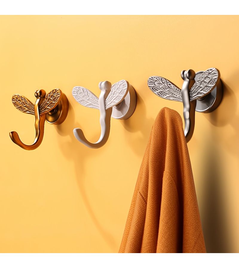 Creative Dragonfly Clothes Hook Golden No Drill Wall Organizer For Entryway - Image 1